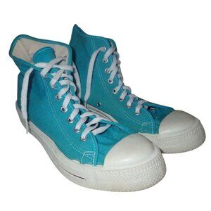 Vintage Trax 80s‎ KMART High Tops Aqua Sneaker 7.5 Mens Shoes Canvas Blue USA